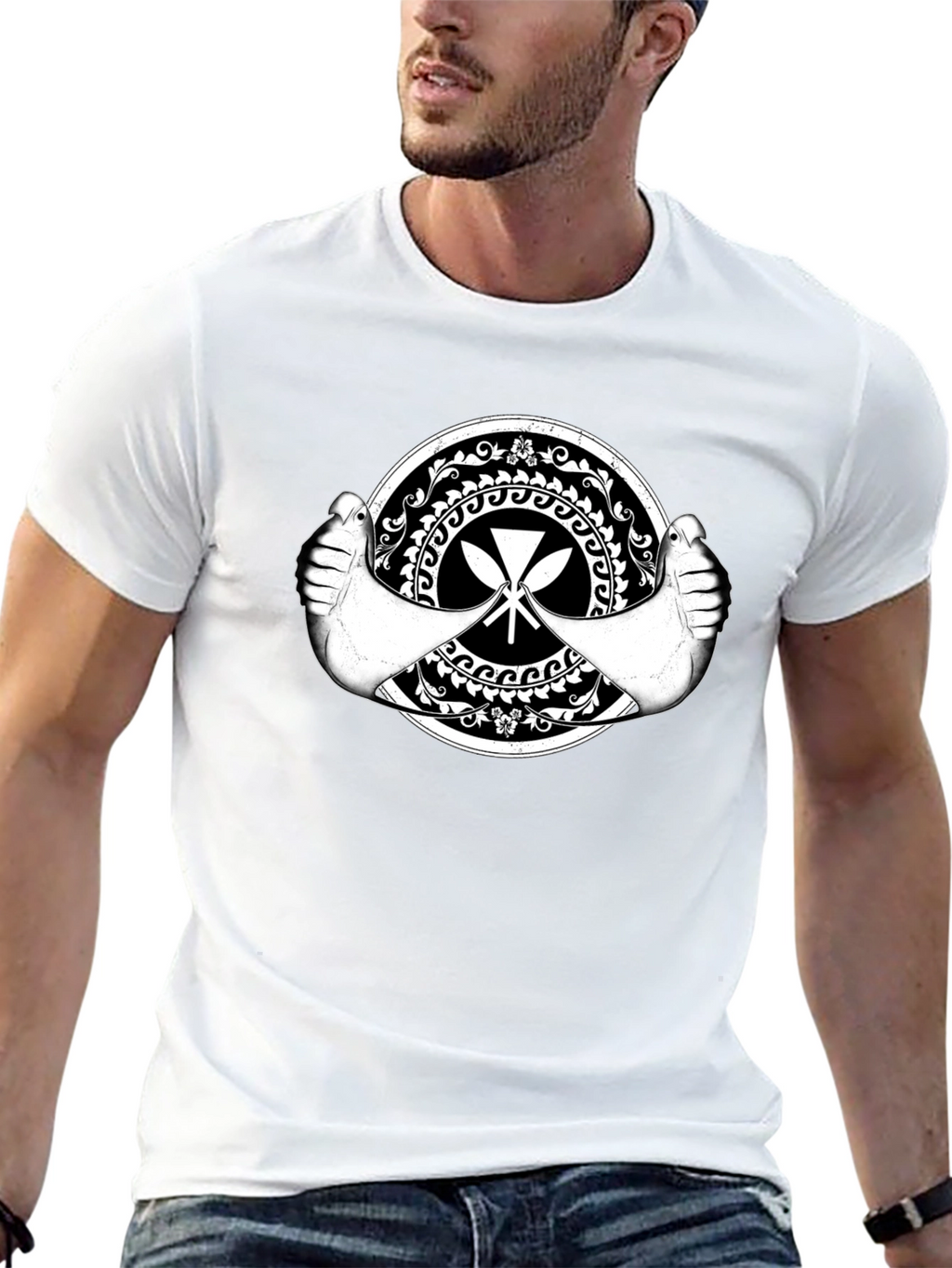 Tribal Paddle Graphic Black T-Shirt