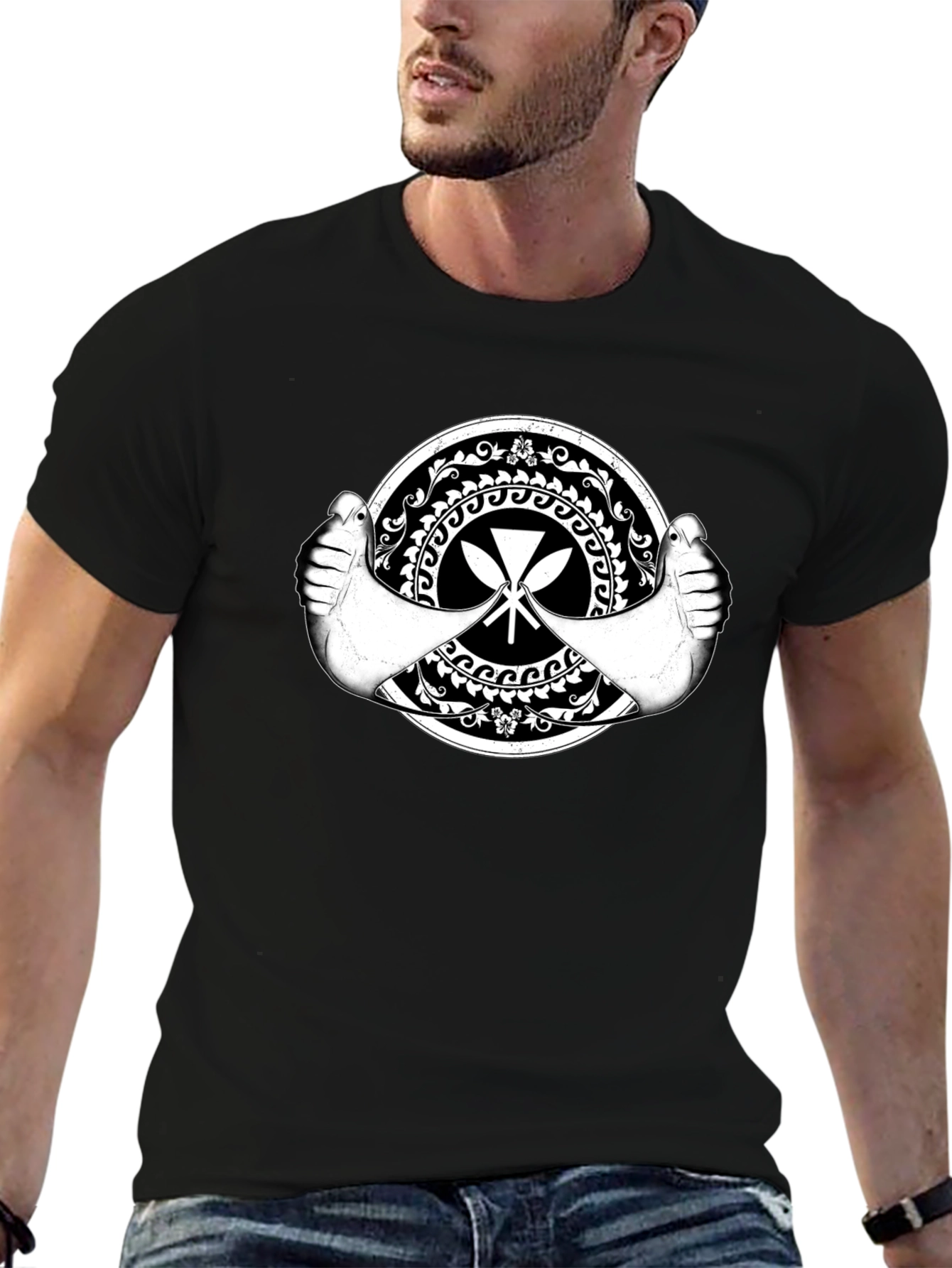 Tribal Paddle Graphic Black T-Shirt