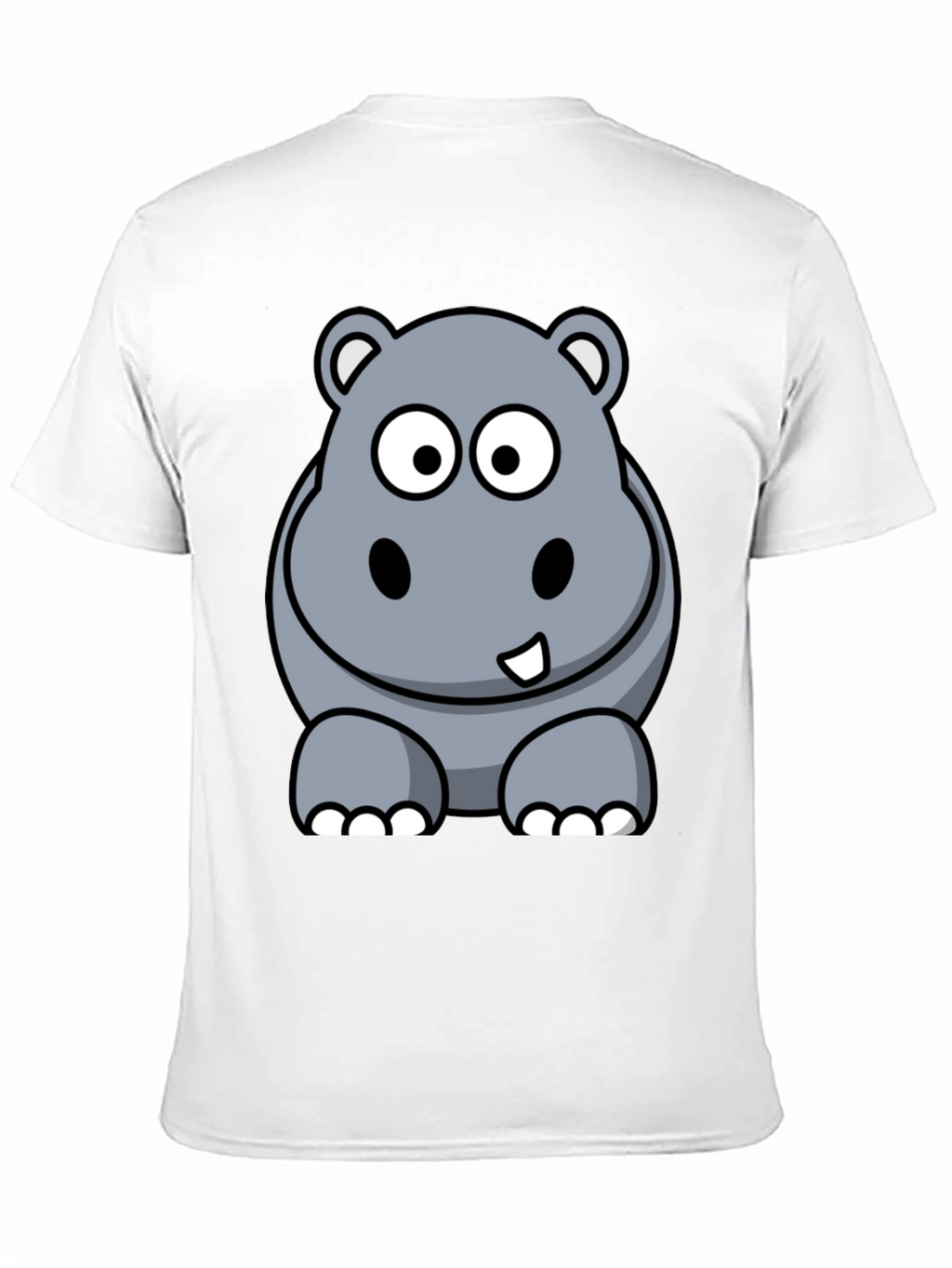 Cartoon Hippo Graphic Tee - Black Cotton T-Shirt