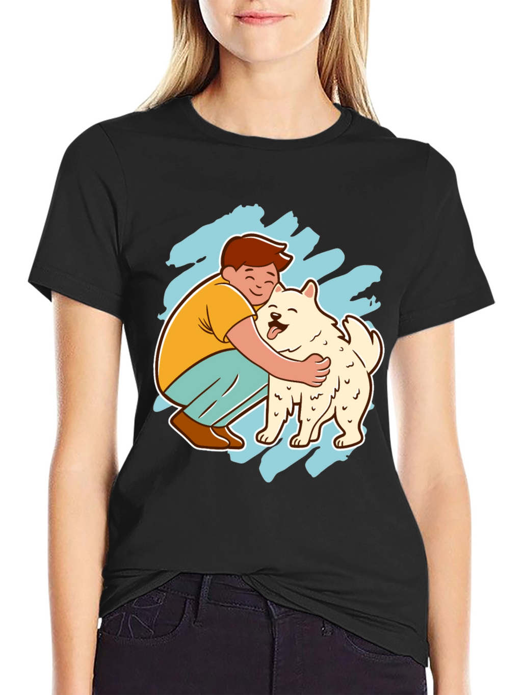Boy Hugging Dog Graphic Tee