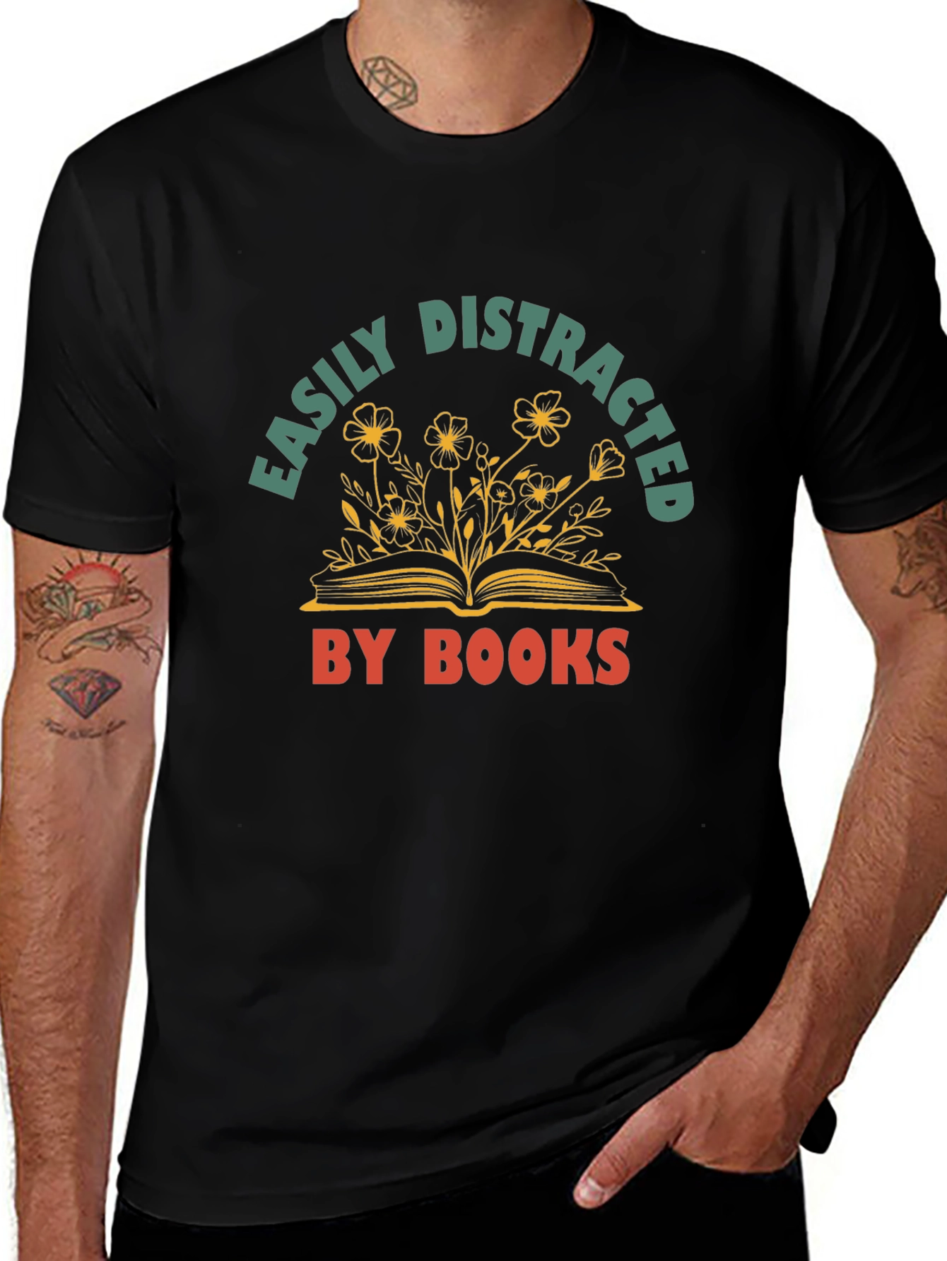 Easily Distracted By Books Graphic T-Shirt