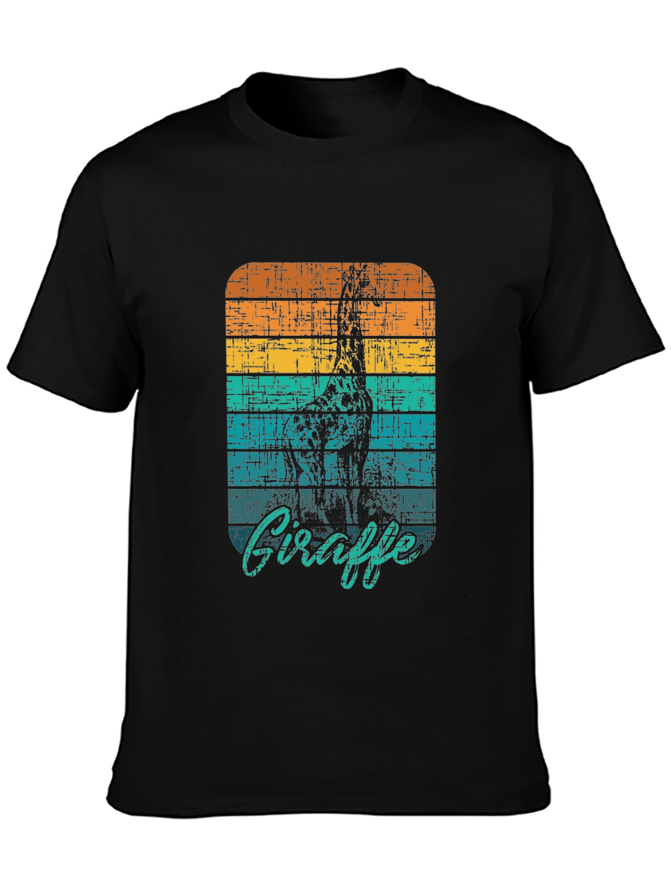 Retro Giraffe Graphic Tee - Black Unisex T-Shirt