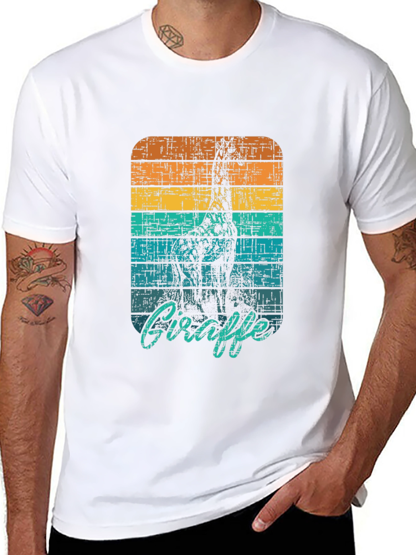 Retro Giraffe Graphic Tee - Black Unisex T-Shirt