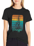 Retro Giraffe Graphic Tee - Black Unisex T-Shirt