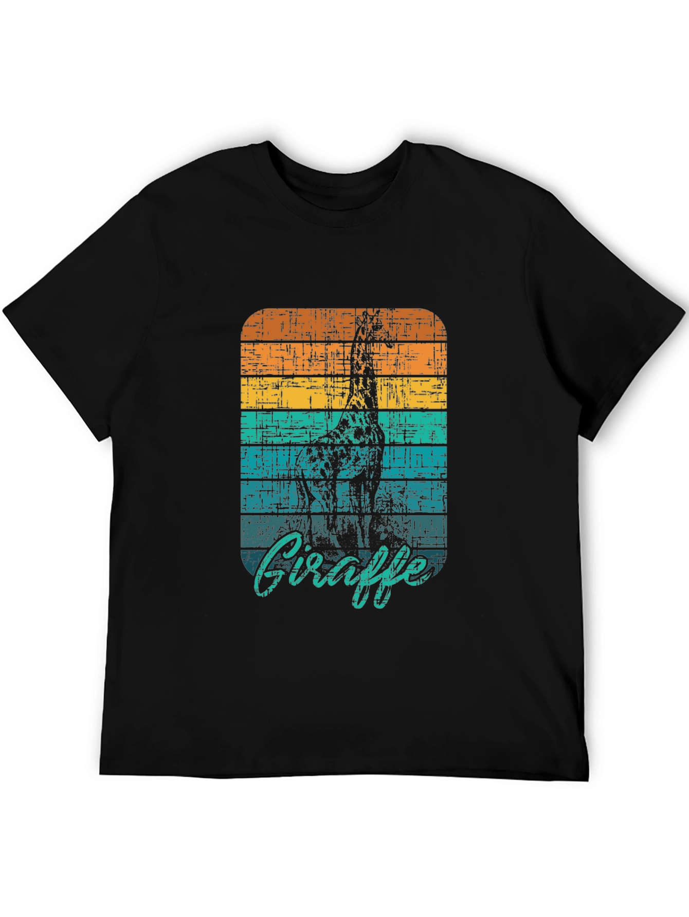 Retro Giraffe Graphic Tee - Black Unisex T-Shirt