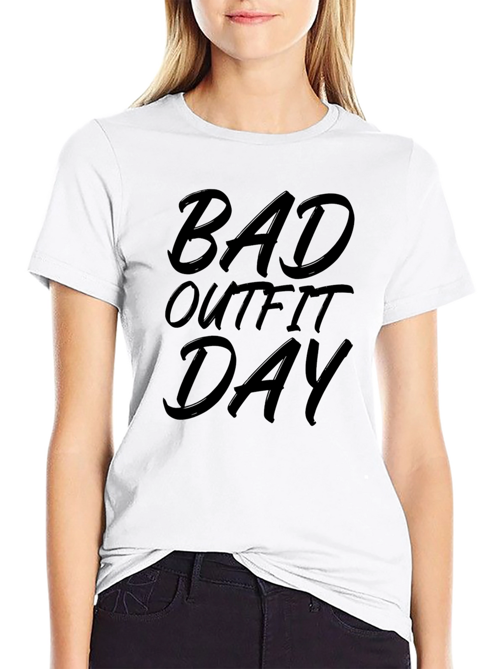 Bad Outfit Day Graphic Tee - Black Casual T-Shirt