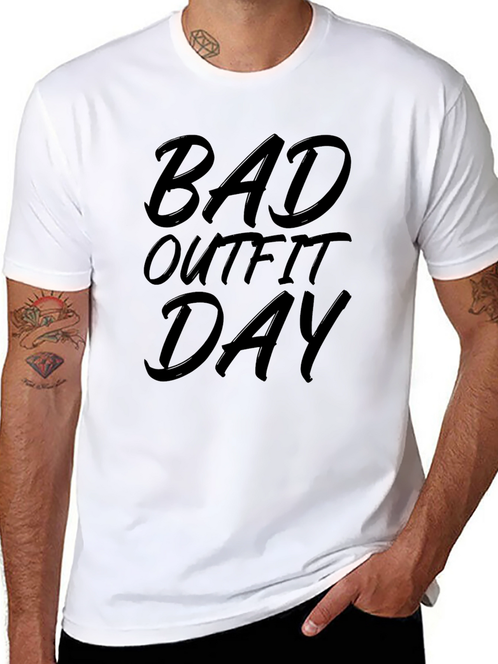 Bad Outfit Day Graphic Tee - Black Casual T-Shirt