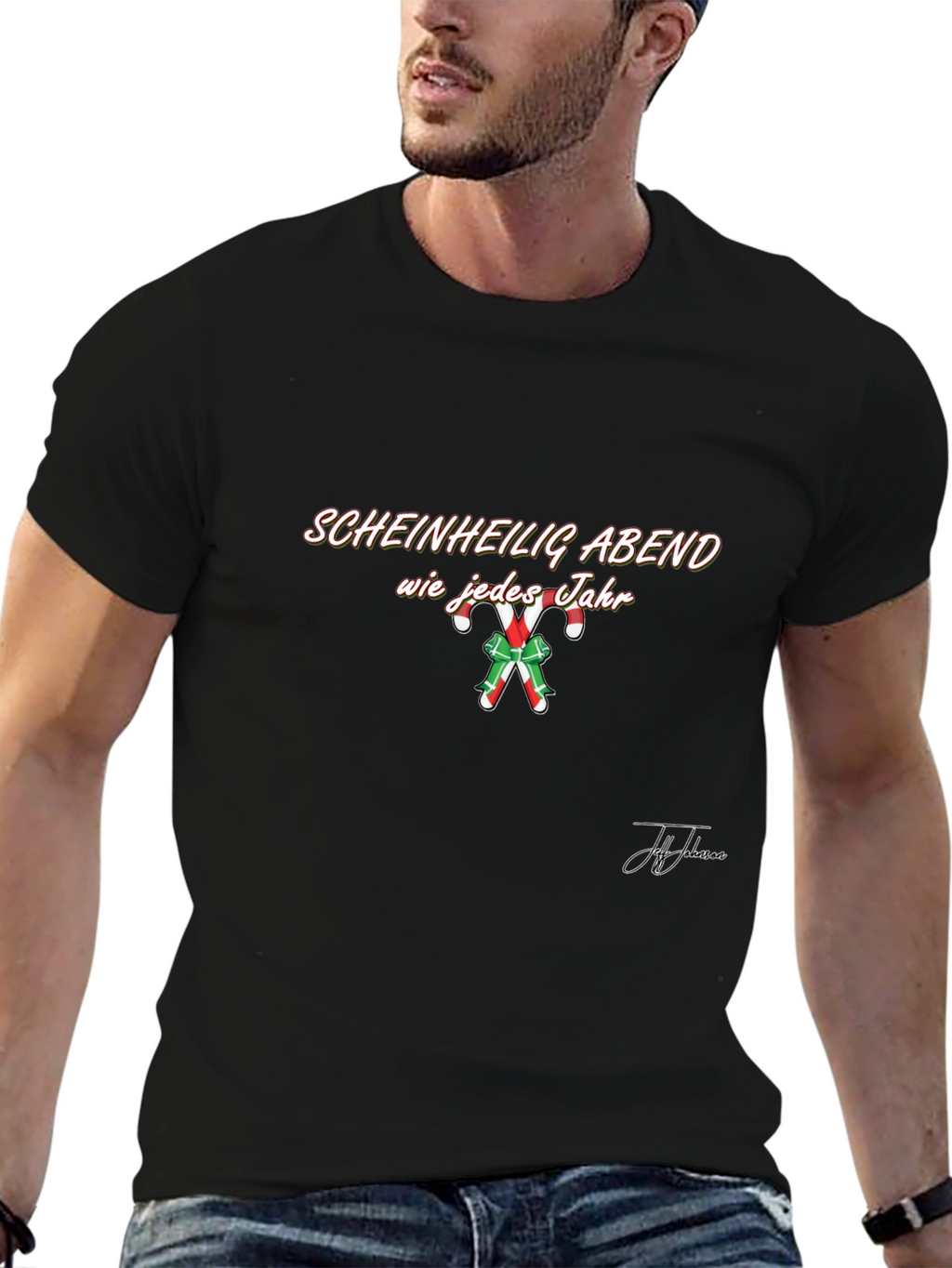 Scheinheilig Abend T-Shirt - Holiday Candy Cane Design