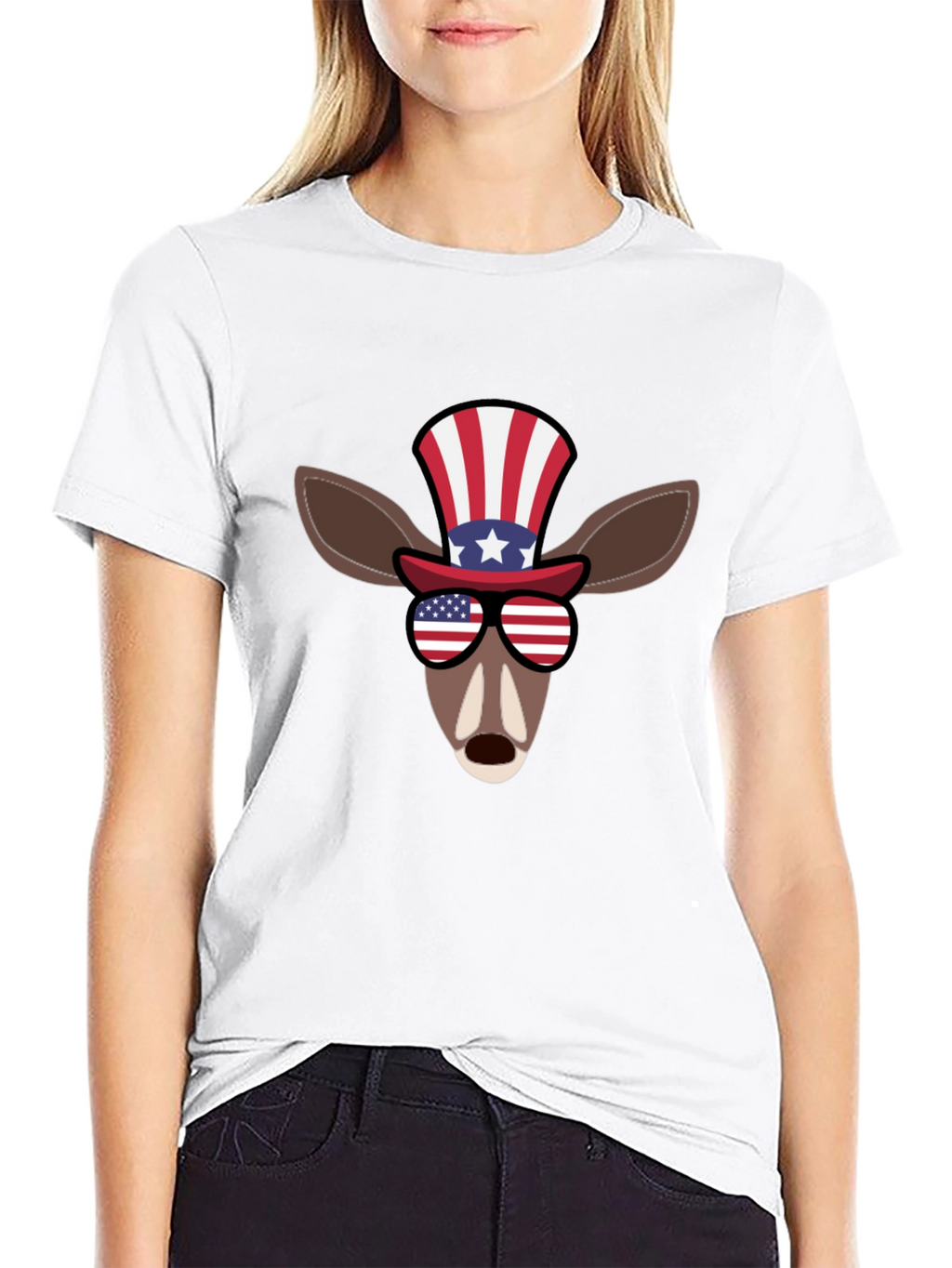 Patriotic Deer Graphic T-Shirt