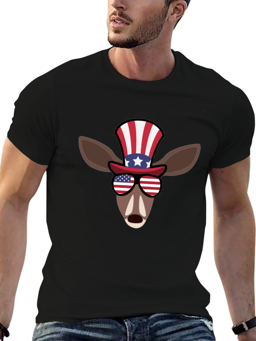 Patriotic Deer Graphic T-Shirt