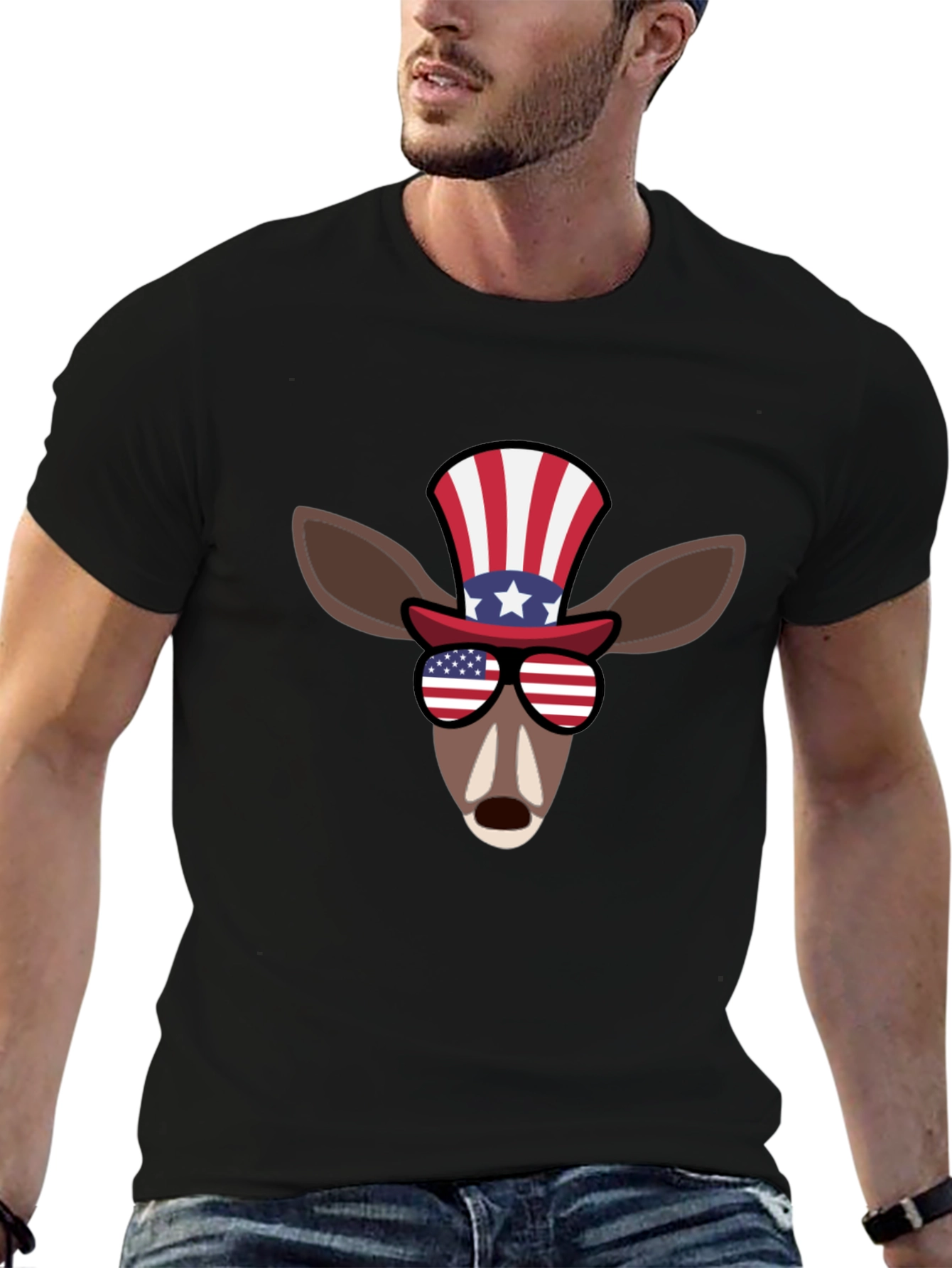 Patriotic Deer Graphic T-Shirt