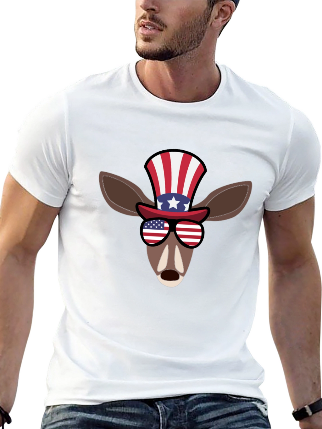 Patriotic Deer Graphic T-Shirt