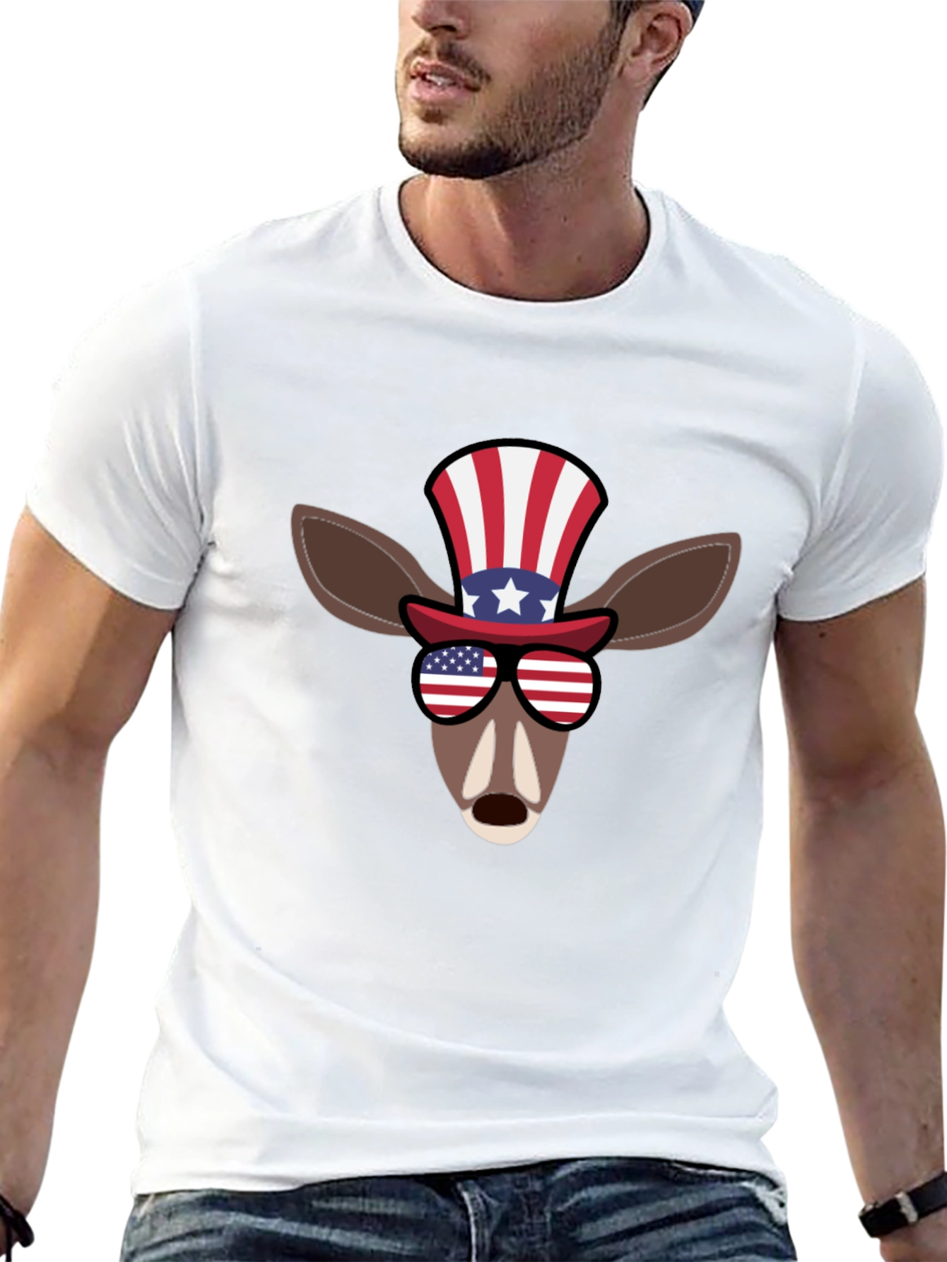 Patriotic Deer Graphic T-Shirt