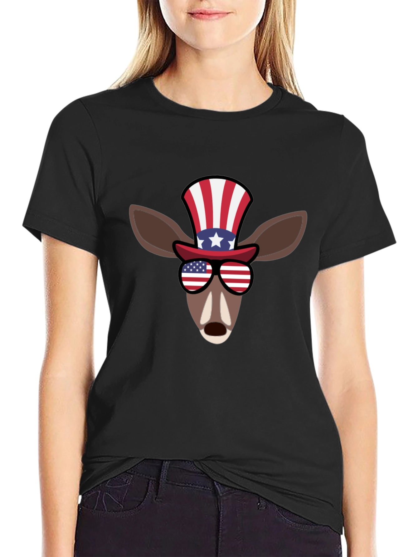 Patriotic Deer Graphic T-Shirt