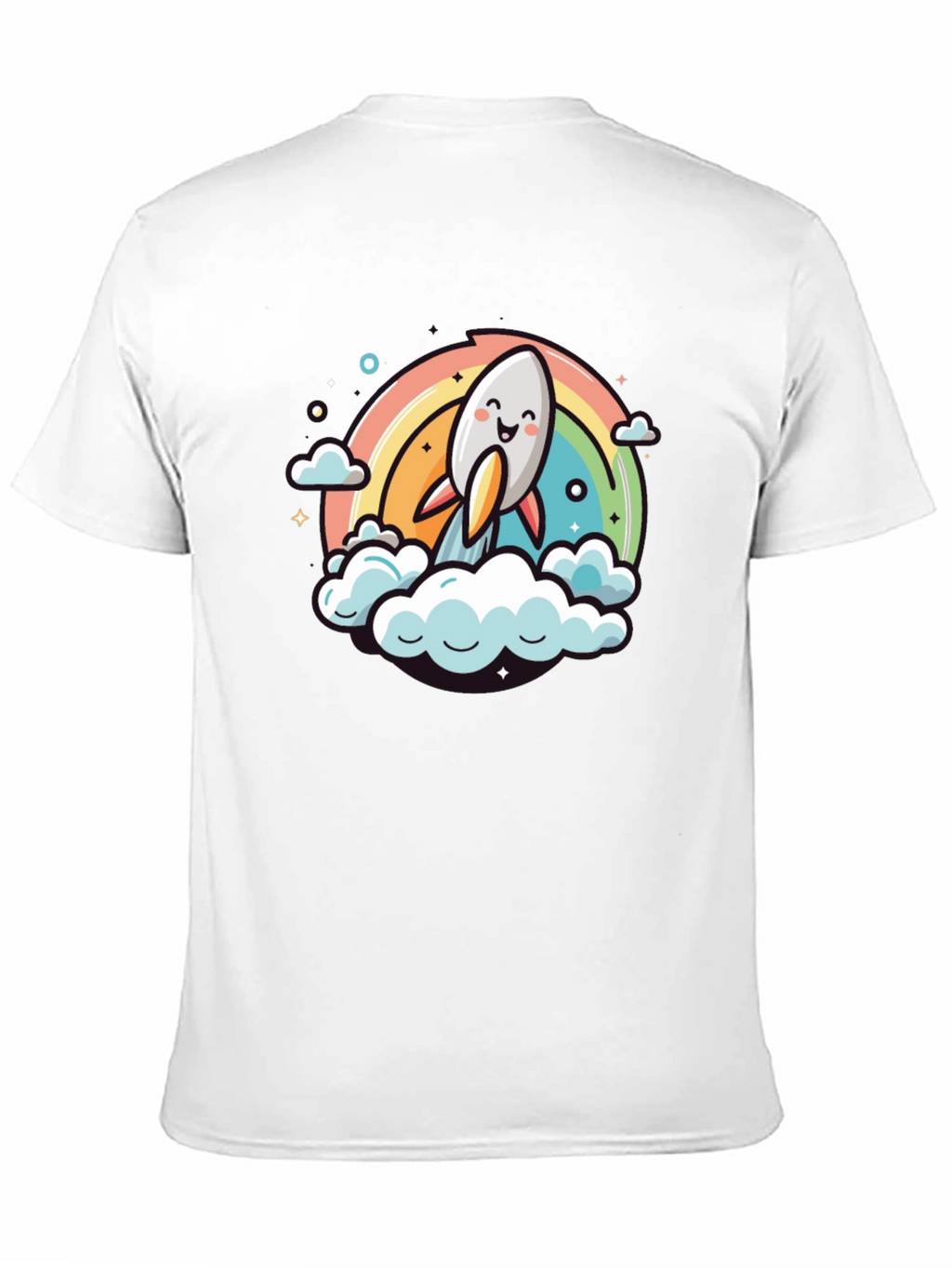 Cute Cartoon Rocket Rainbow T-Shirt