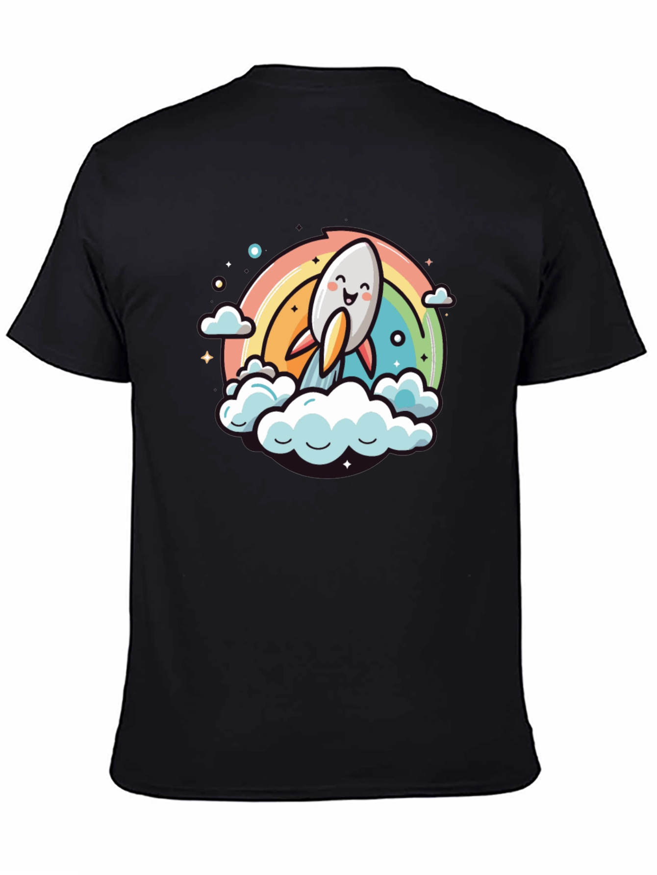 Cute Cartoon Rocket Rainbow T-Shirt