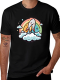 Cute Cartoon Rocket Rainbow T-Shirt