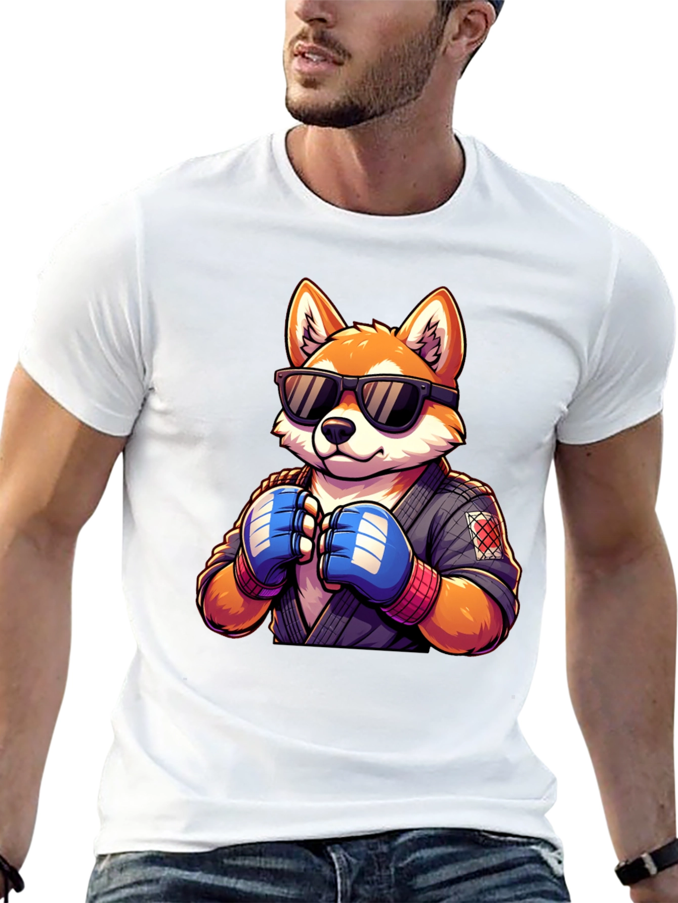 Cool Fox Martial Artist Graphic Tee