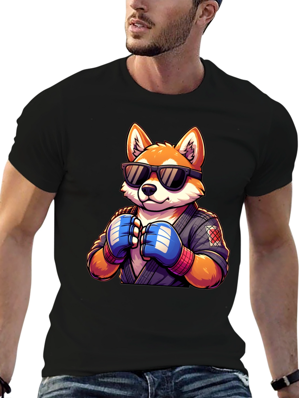 Cool Fox Martial Artist Graphic Tee