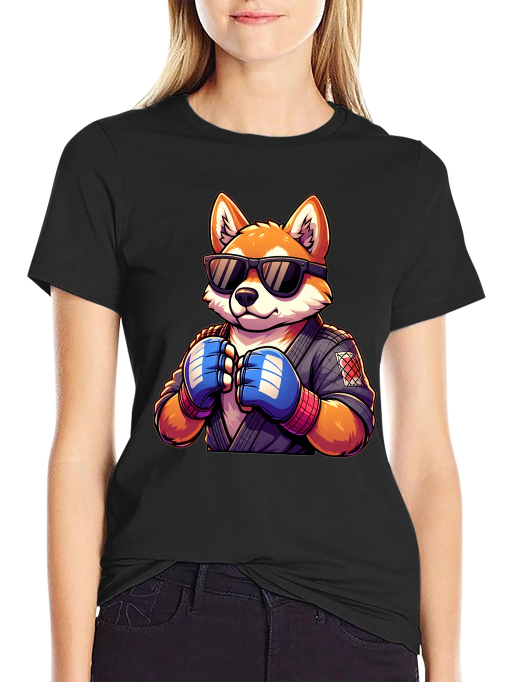 Cool Fox Martial Artist Graphic Tee