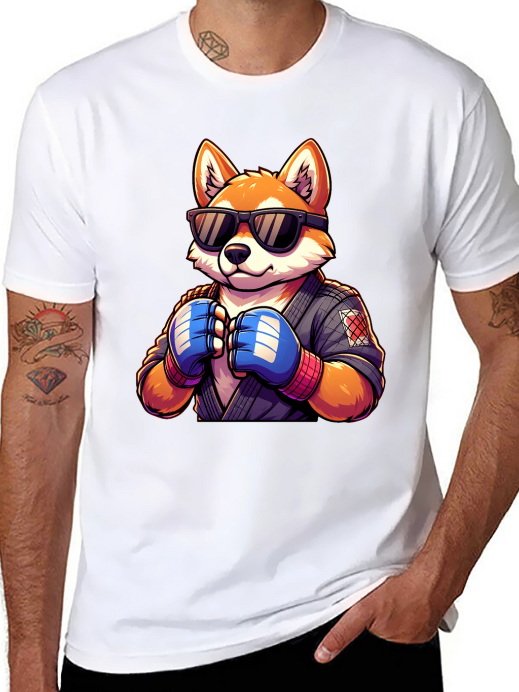 Cool Fox Martial Artist Graphic Tee