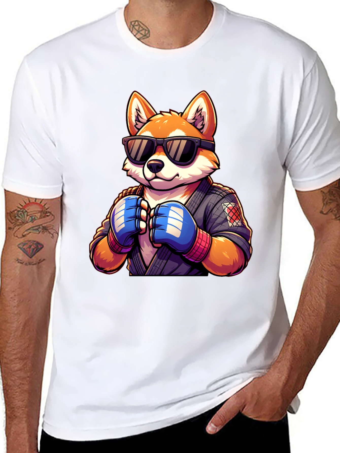 Cool Fox Martial Artist Graphic Tee