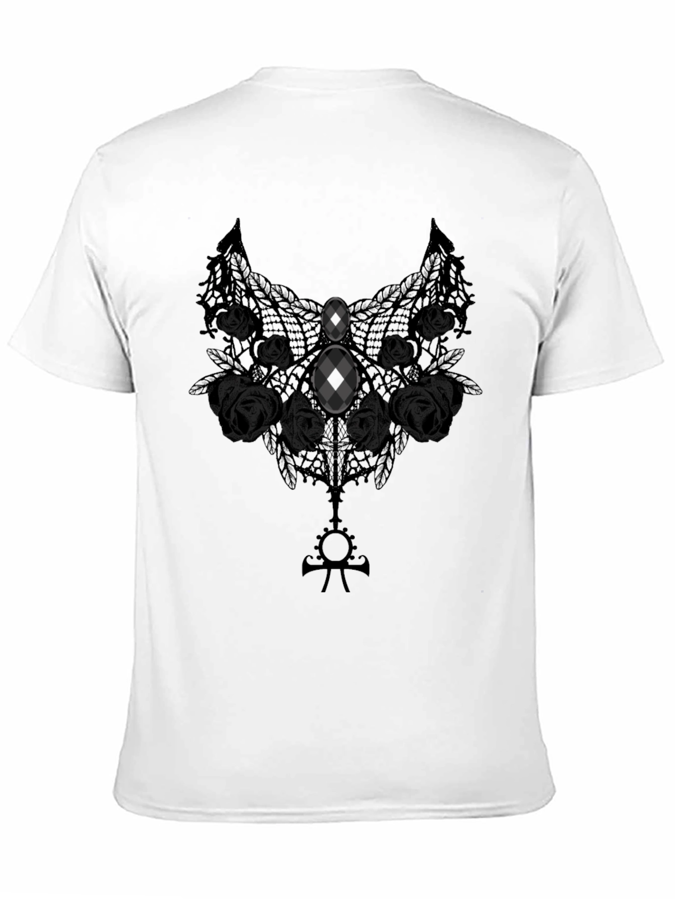 Gothic Lace Rose Graphic Tee - Dark Elegance