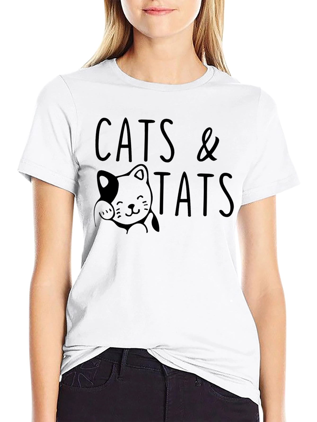 Cats & Tats Graphic Tee - Black Cotton Shirt