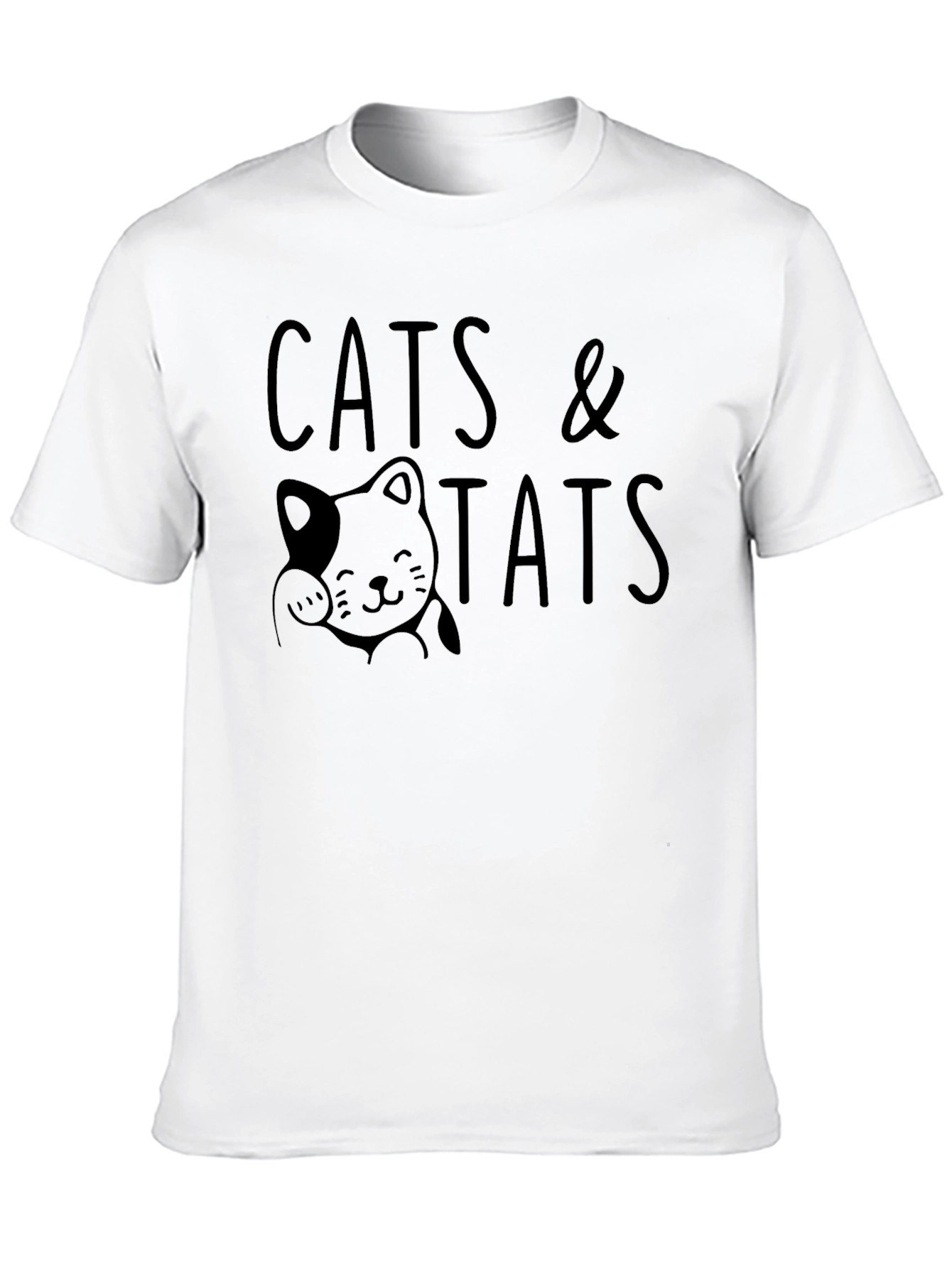 Cats & Tats Graphic Tee - Black Cotton Shirt