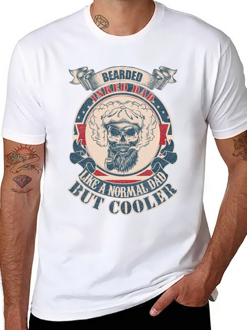 Bearded Inked Dad T-Shirt - Cool Dad Style