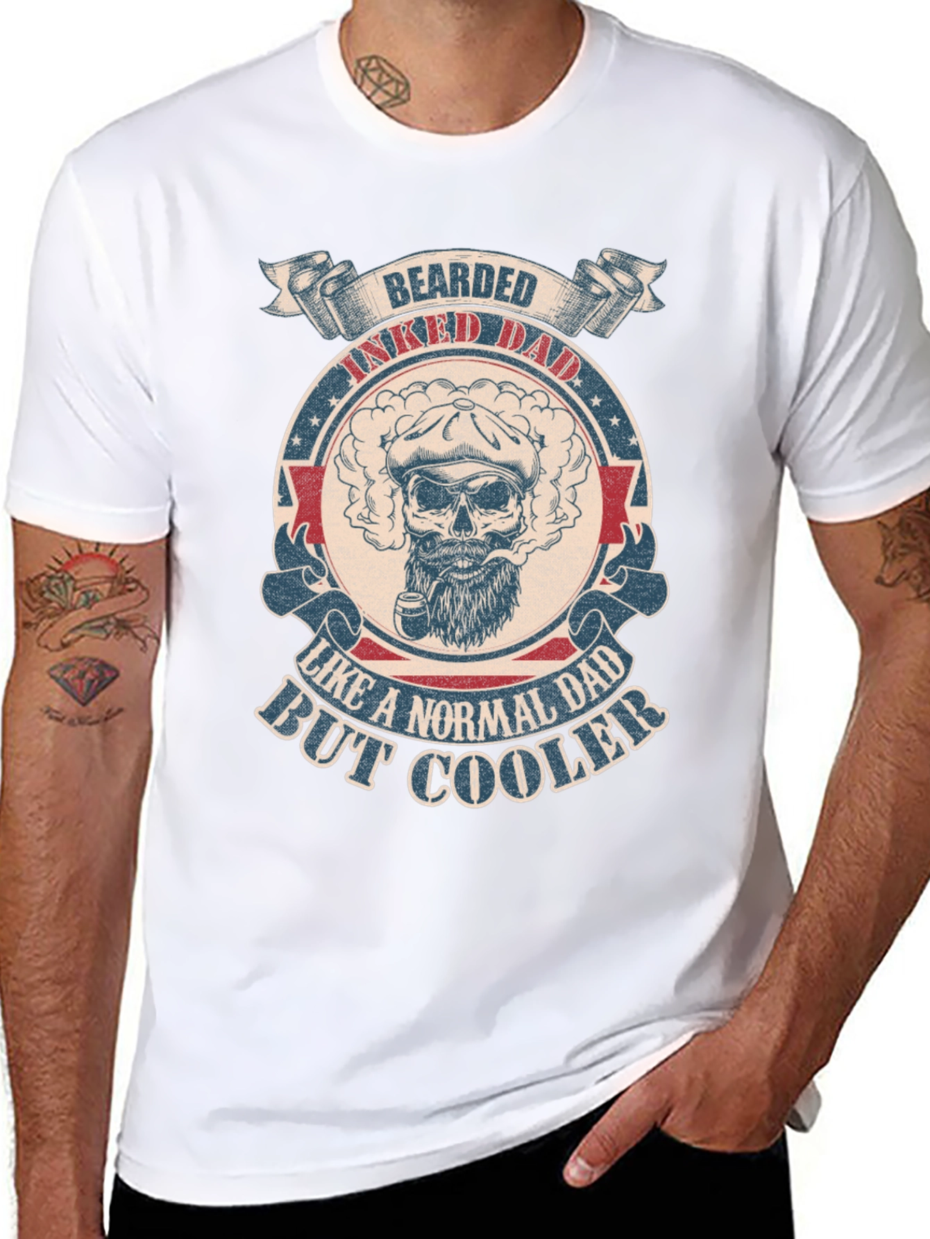 Bearded Inked Dad T-Shirt - Cool Dad Style