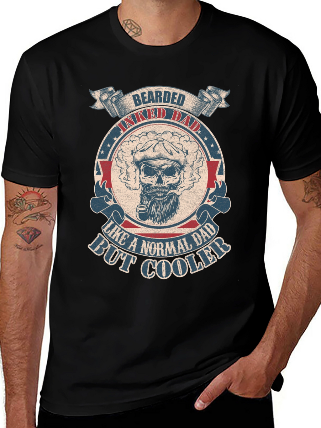 Bearded Inked Dad T-Shirt - Cool Dad Style