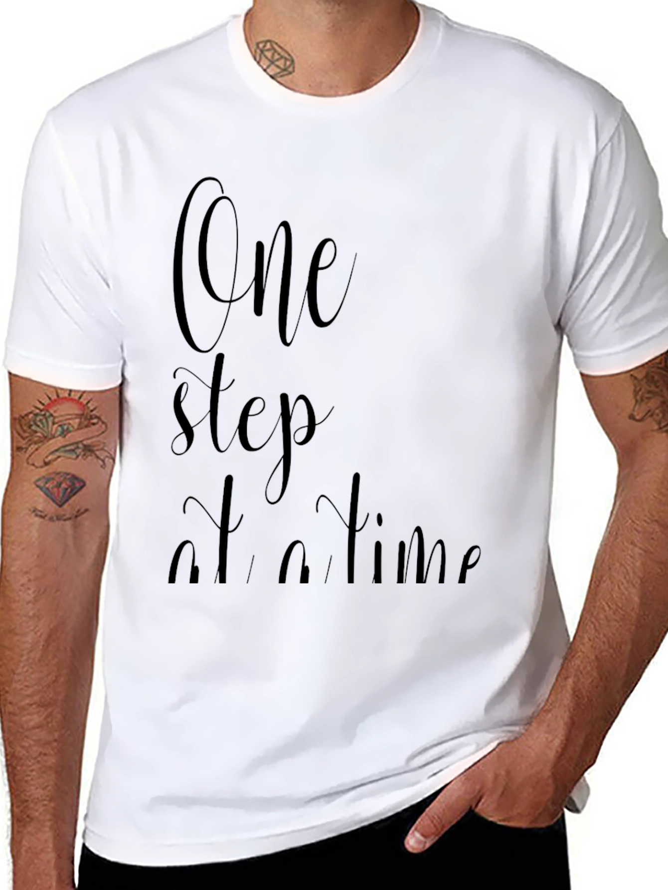 One Step At A Time Black Graphic Tee