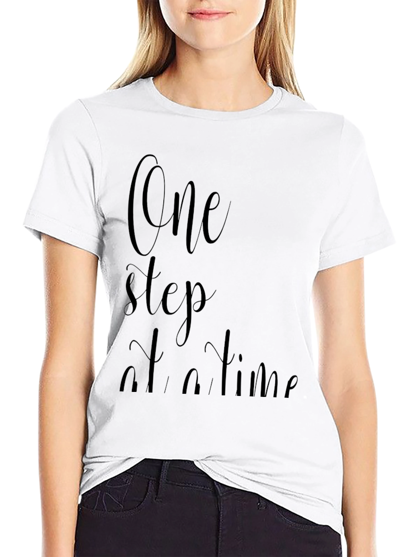One Step At A Time Black Graphic Tee