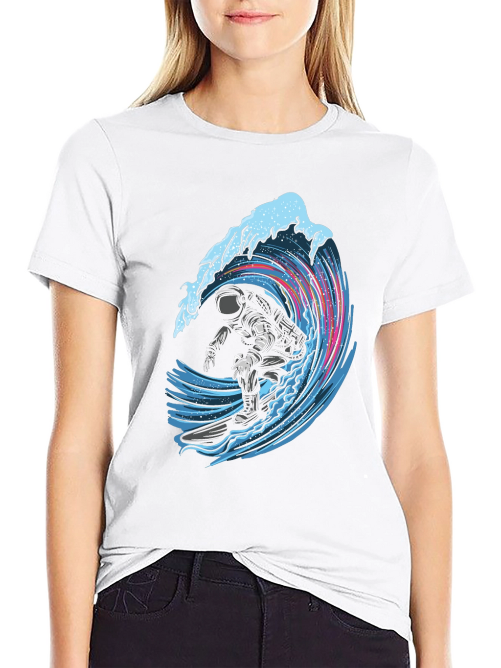 Astronaut Surfing Wave Graphic Tee