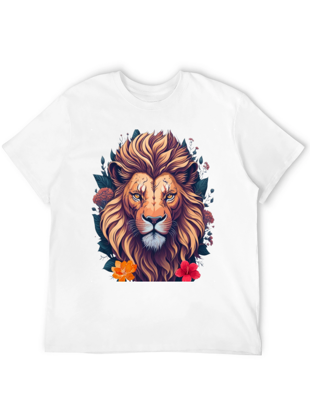 Lion Floral T-Shirt Unique Graphic Tee