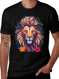 Lion Floral T-Shirt Unique Graphic Tee
