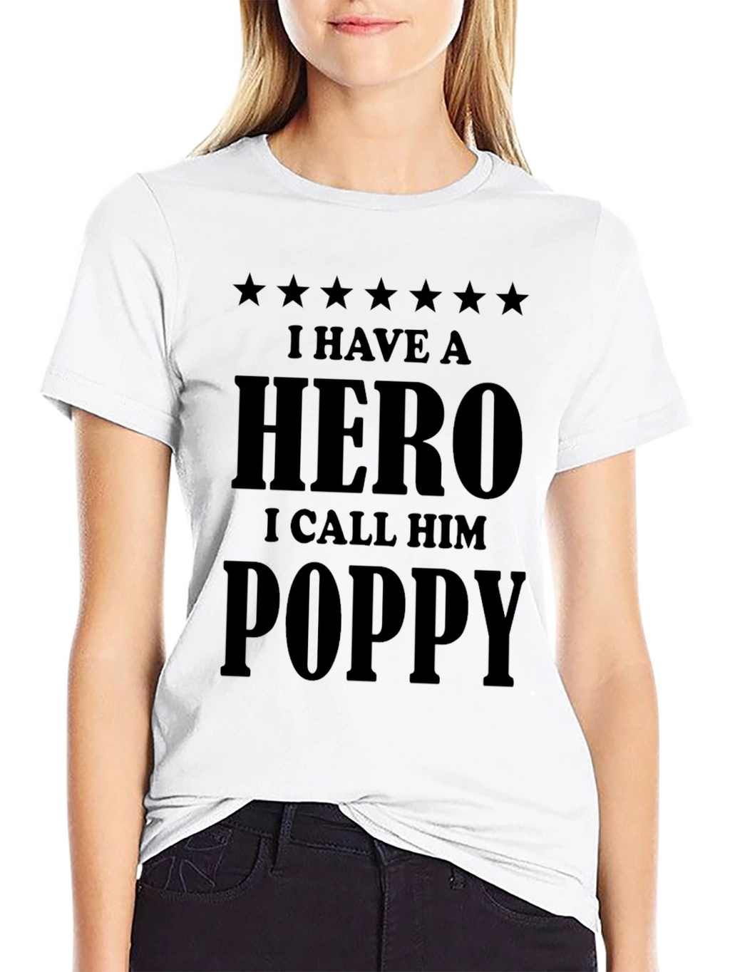 Hero Poppy Black T-Shirt - Gift for Grandfather