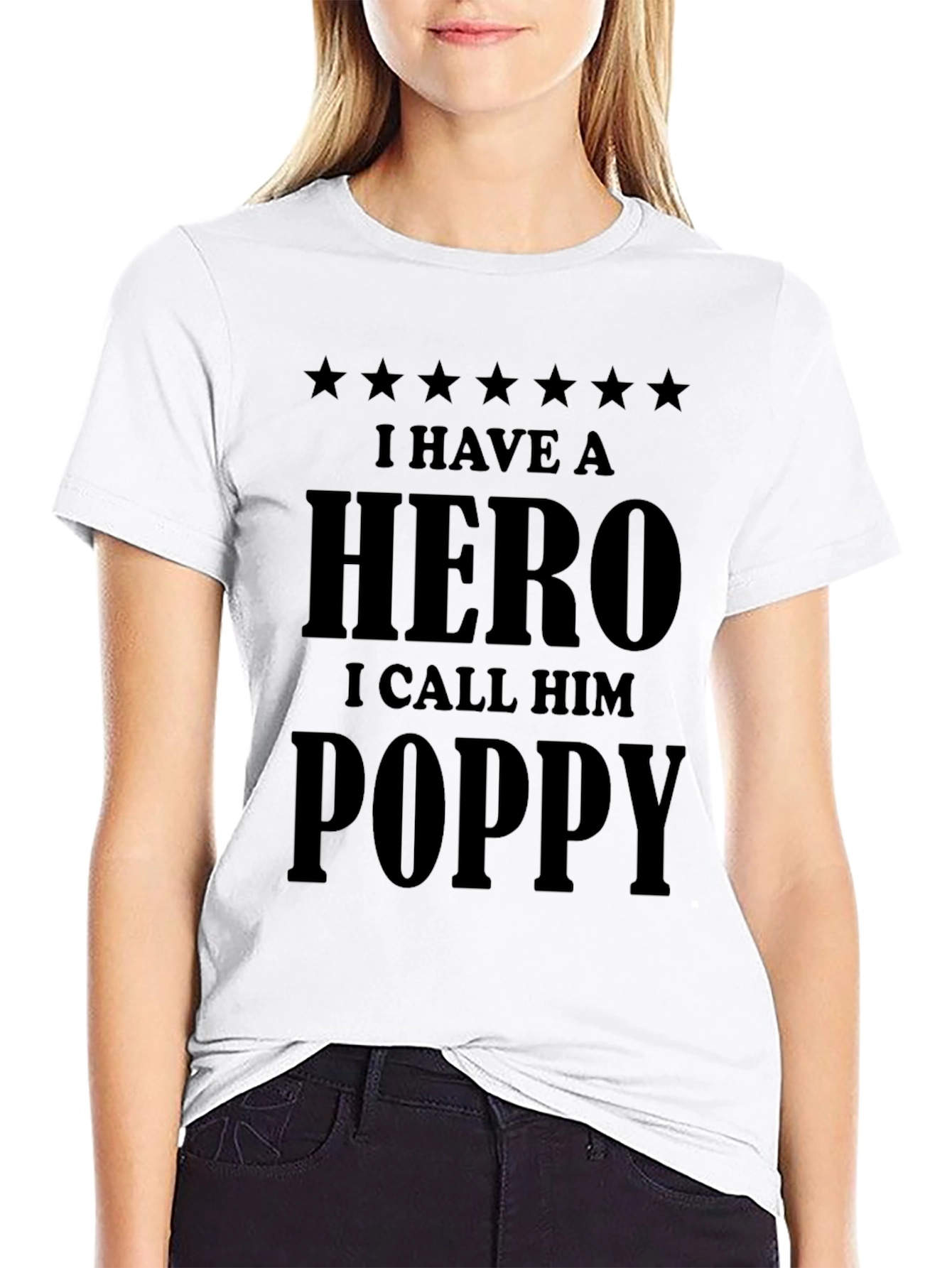 Hero Poppy Black T-Shirt - Gift for Grandfather