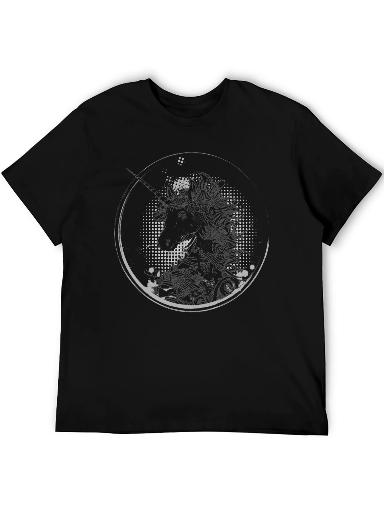 Unicorn Graphic Print Black Tee