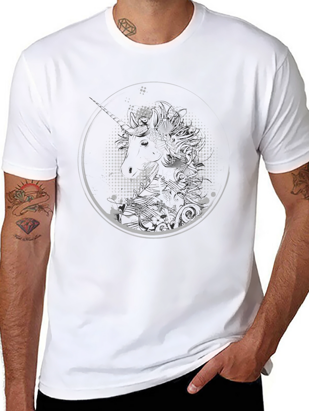 Unicorn Graphic Print Black Tee