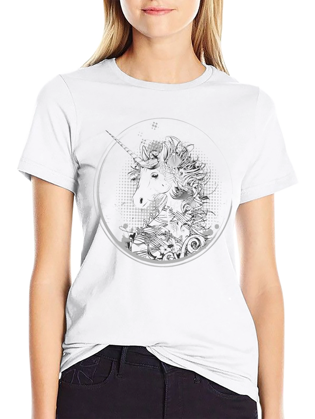 Unicorn Graphic Print Black Tee