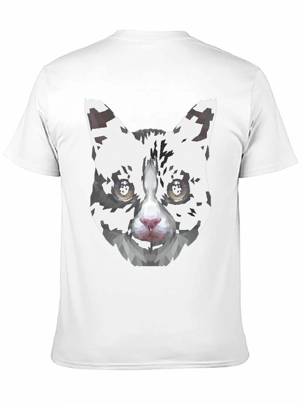 Geometric Cat Face Graphic Print Mens Black T-Shirt