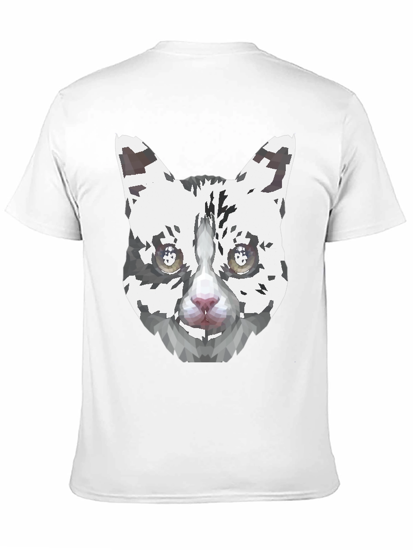 Geometric Cat Face Graphic Print Mens Black T-Shirt