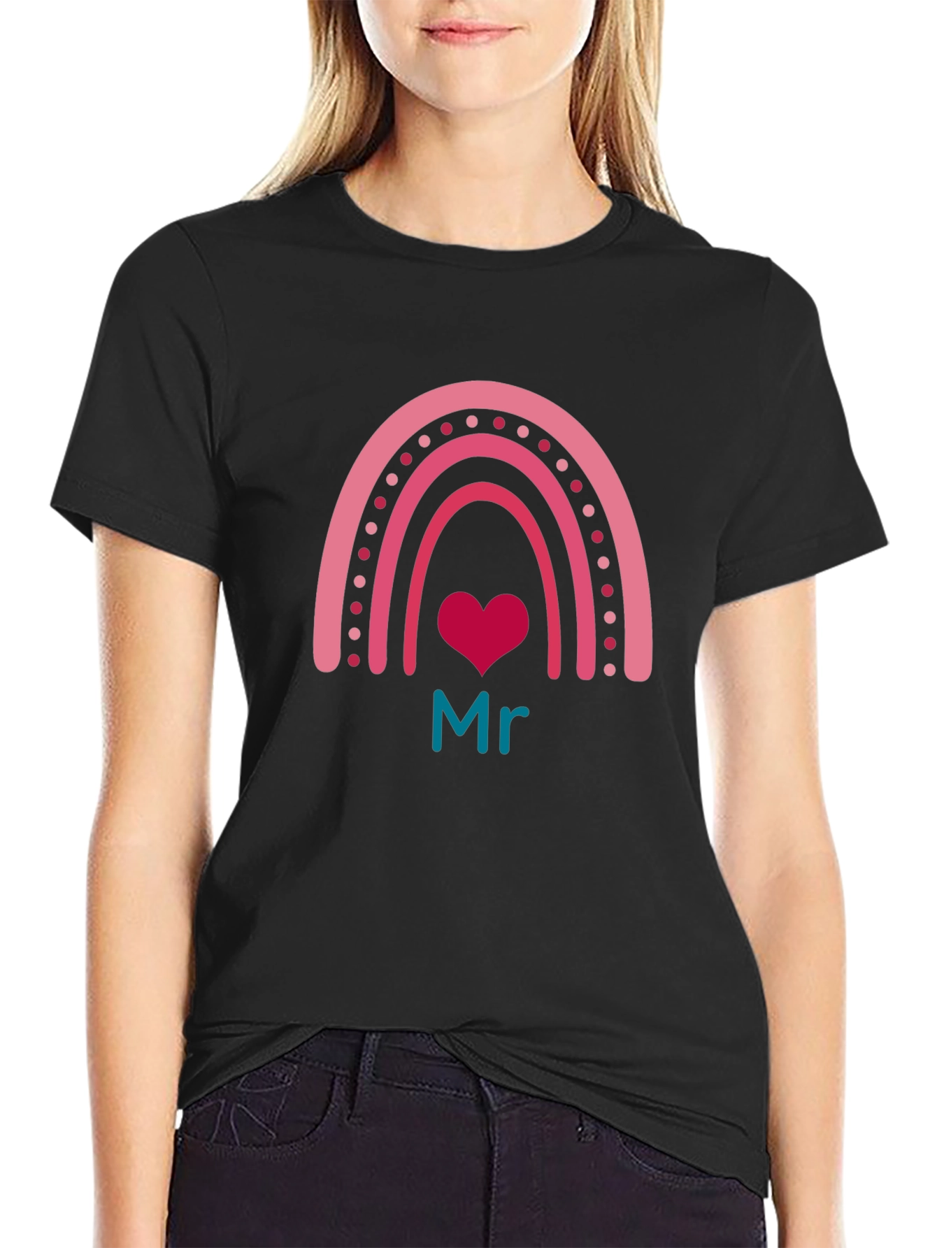 Mr Rainbow Heart Graphic Tee - Mens Black T-Shirt