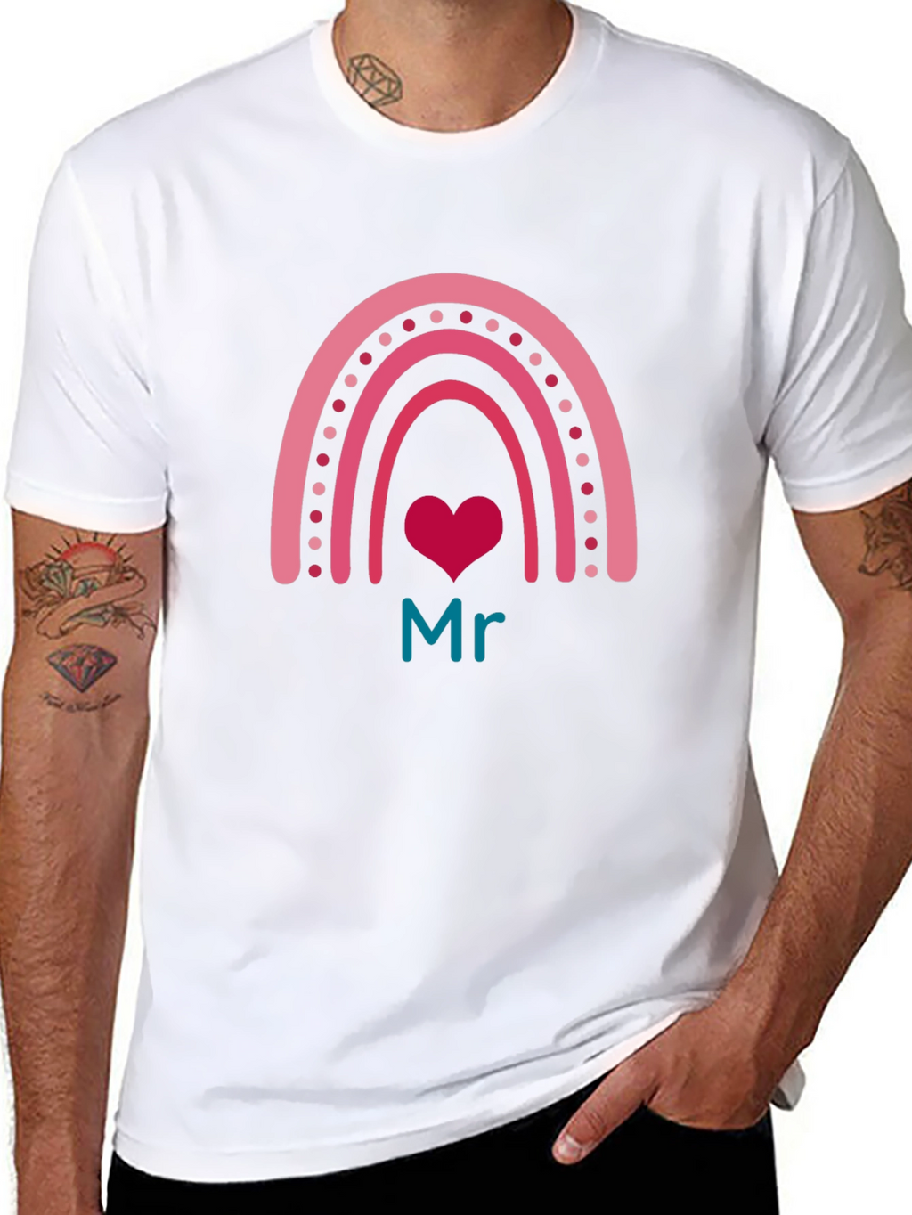 Mr Rainbow Heart Graphic Tee - Mens Black T-Shirt