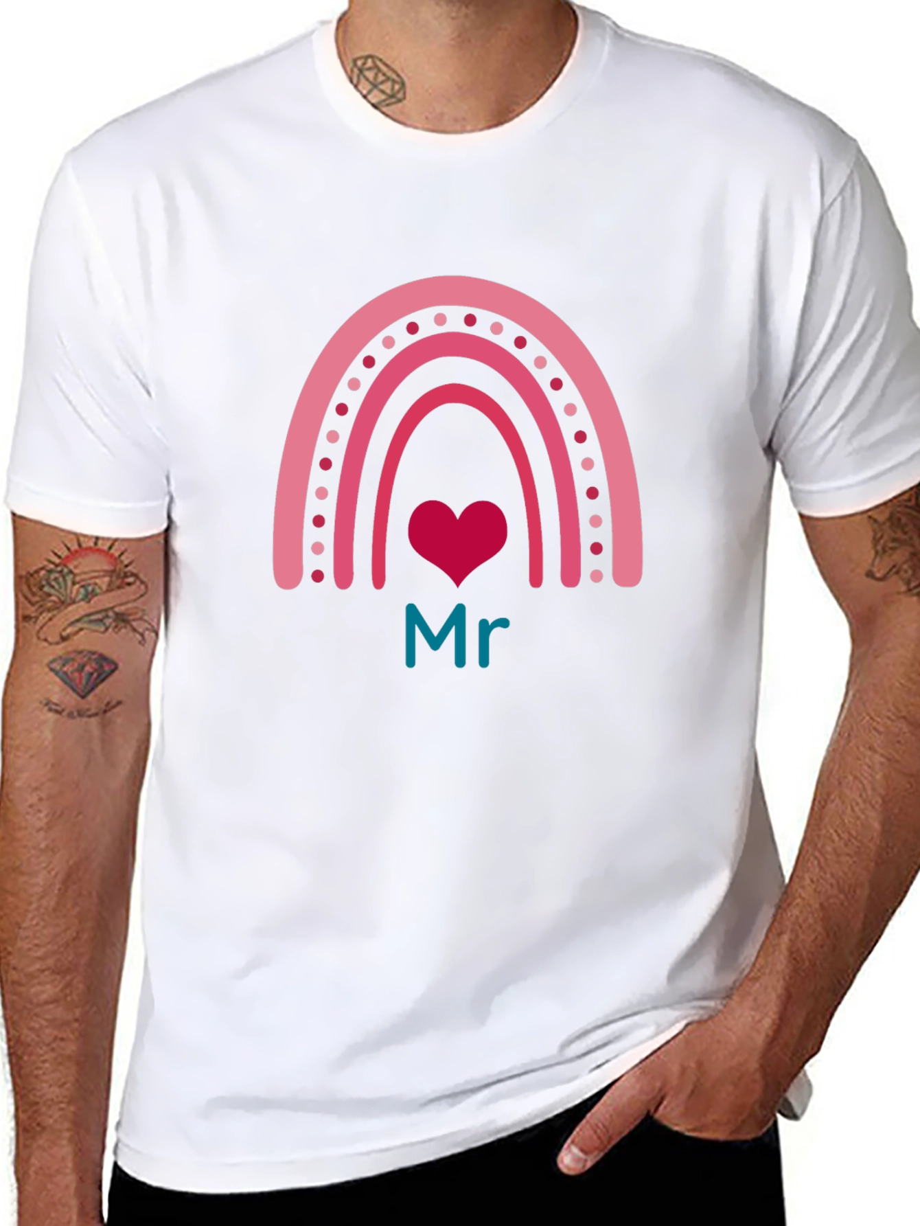 Mr Rainbow Heart Graphic Tee - Mens Black T-Shirt