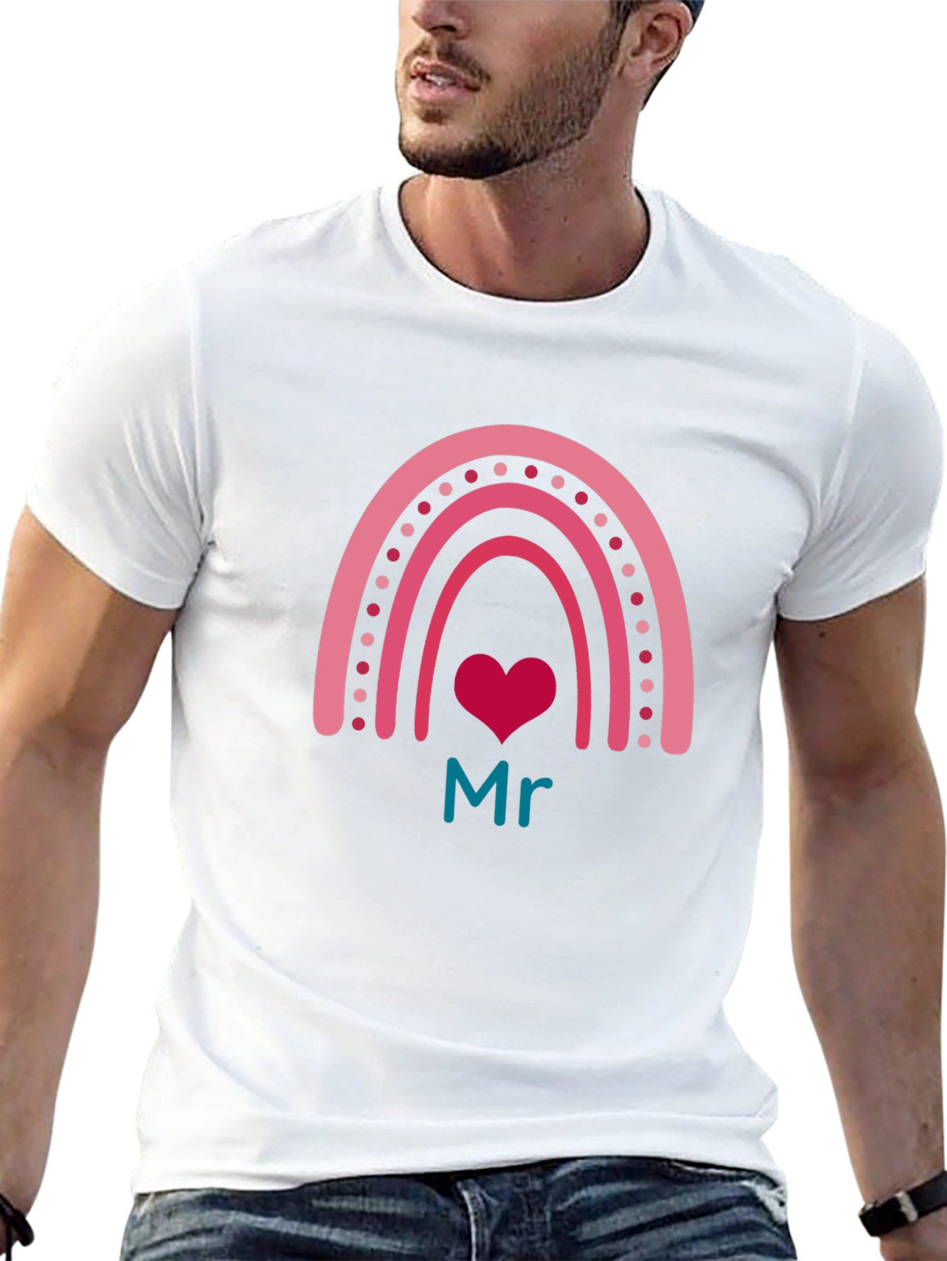 Mr Rainbow Heart Graphic Tee - Mens Black T-Shirt