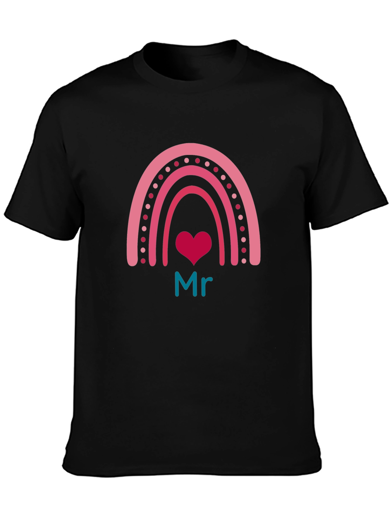 Mr Rainbow Heart Graphic Tee - Mens Black T-Shirt