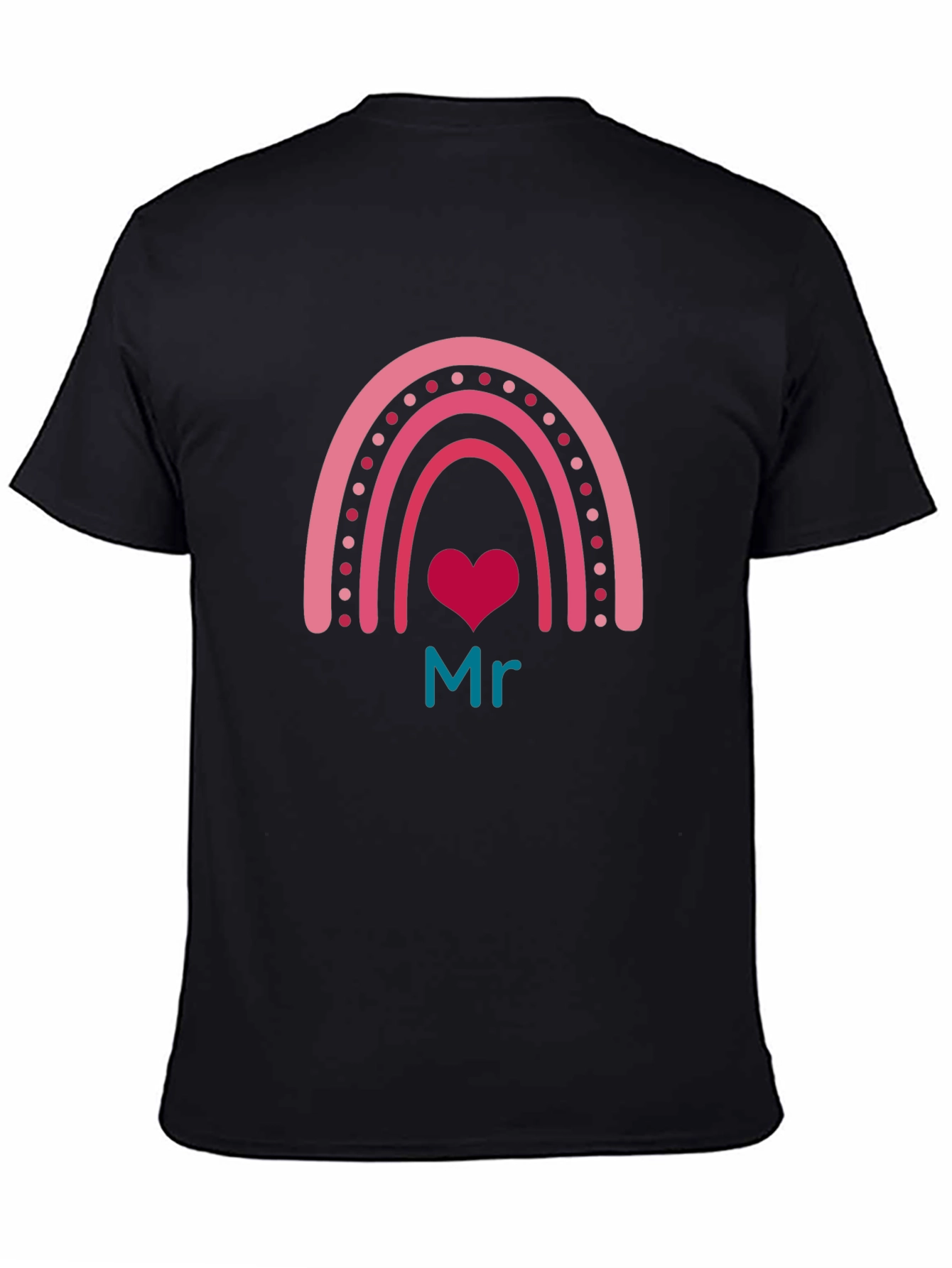 Mr Rainbow Heart Graphic Tee - Mens Black T-Shirt